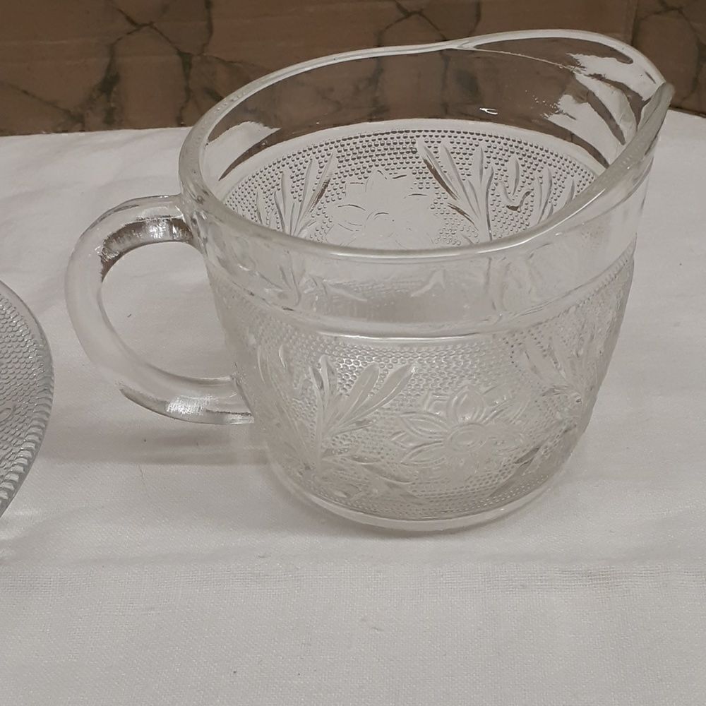 vintage‎ MCM Anchor Hocking Depression Sandwich glass creamer